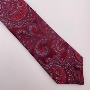 Daniel Cremieux Mens Paisley Silk Blend Tie Burgundy Hand Made USA NEW